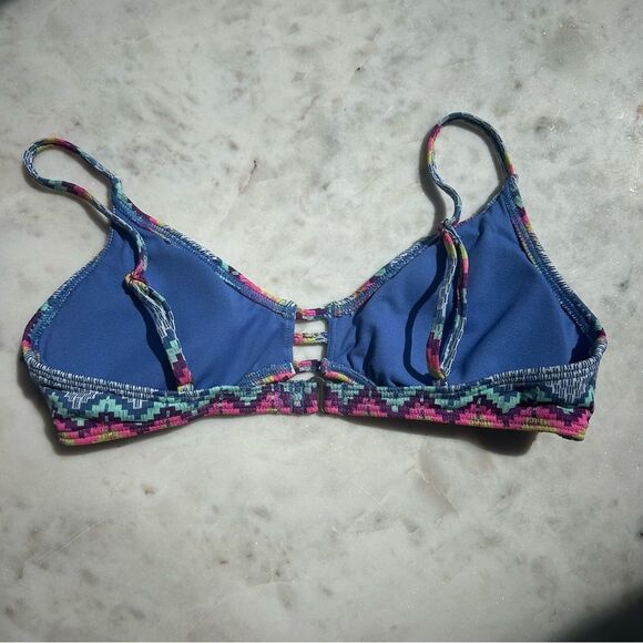Roxy Zig Zag Boho Bandeau Bikini Top Multicolored with Adjustable Straps Size L - Picture 5 of 6